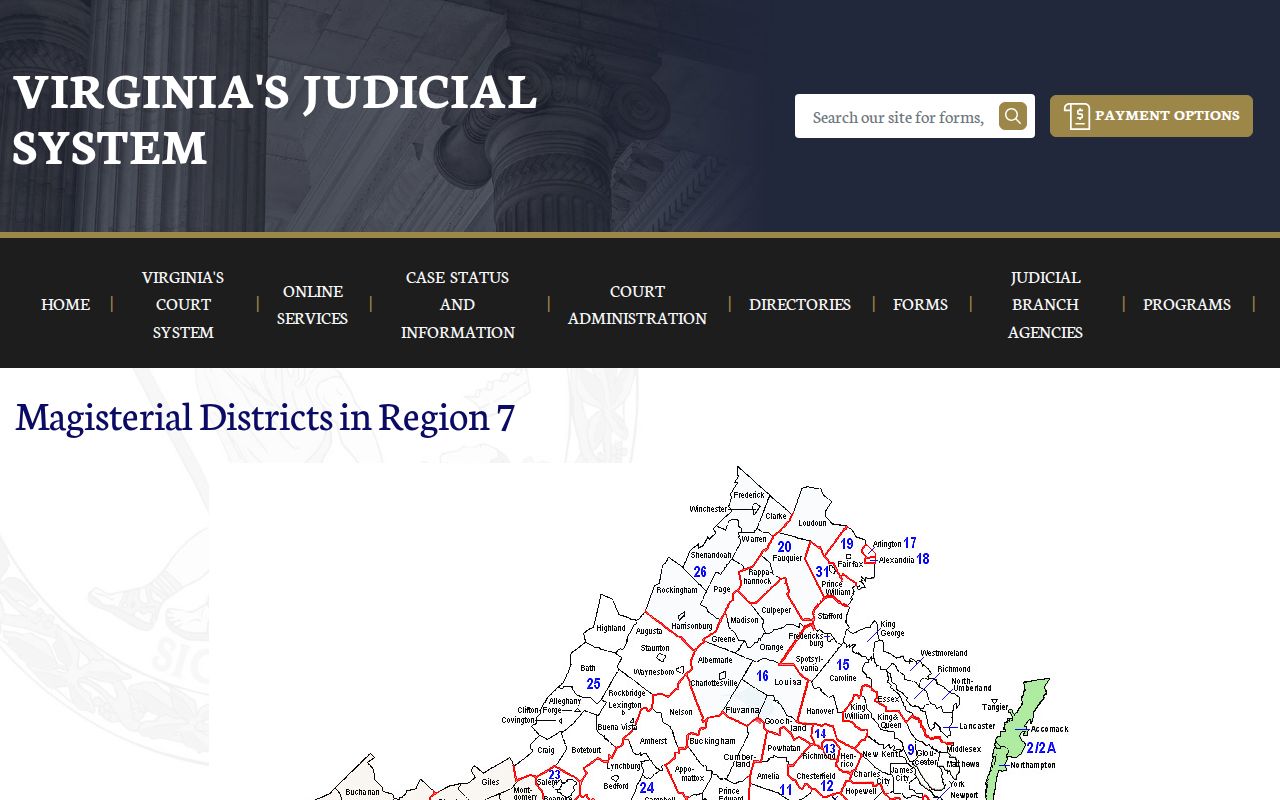 Norfolk City warrant search contact route in the official Region 7 magistrate directory