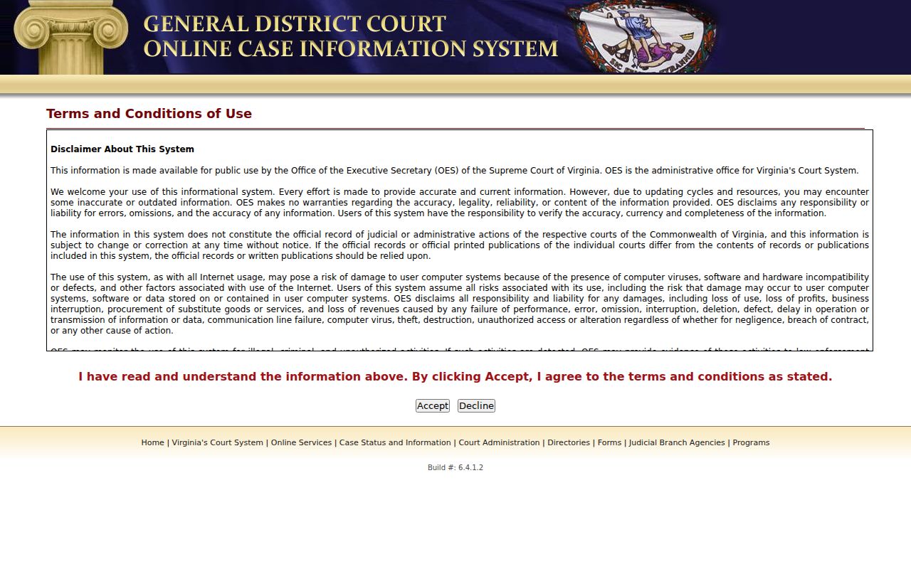 Norfolk City traffic warrant case lookup and payment controls on the General District Court system