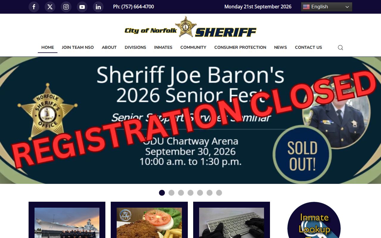 Norfolk City active warrant records agency information on the Sheriff's official website